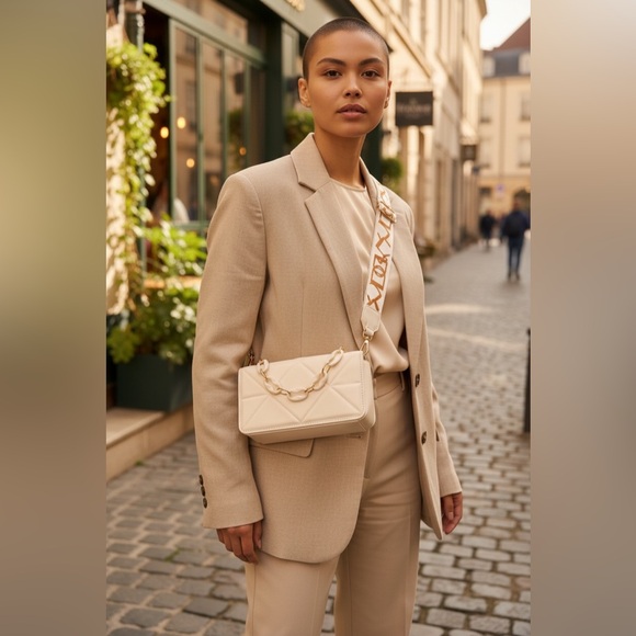 Elegant White Quilted Shoulder Hand Bag Crossbody Purse - Picture 11 of 11